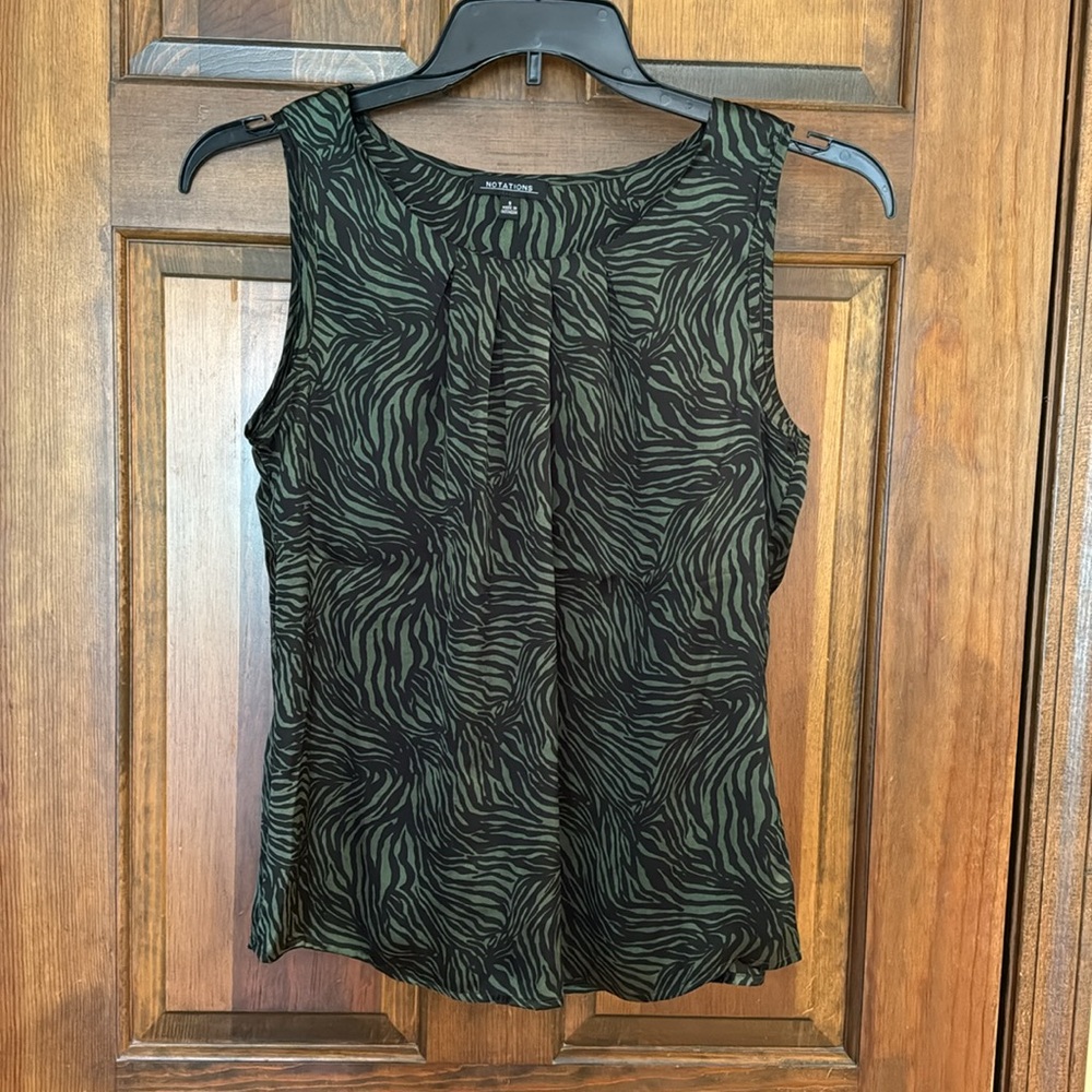 Notations Green & Black Tank Top, Small